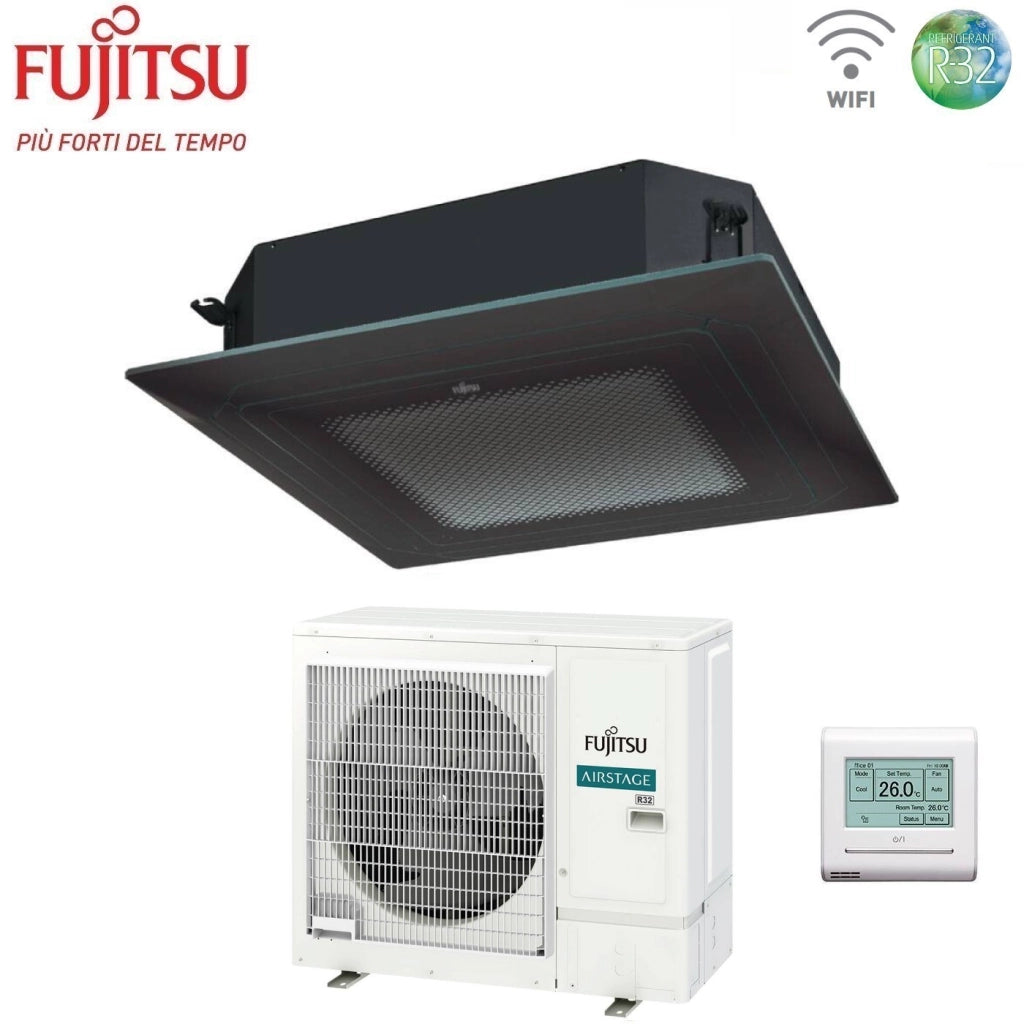Condizionatore a Cassetta Fujitsu KR Circular Flow Black 36000 Btu AUXG36KRLB Monofase R-32 Wi-Fi Optional con Griglia e Filocomando
