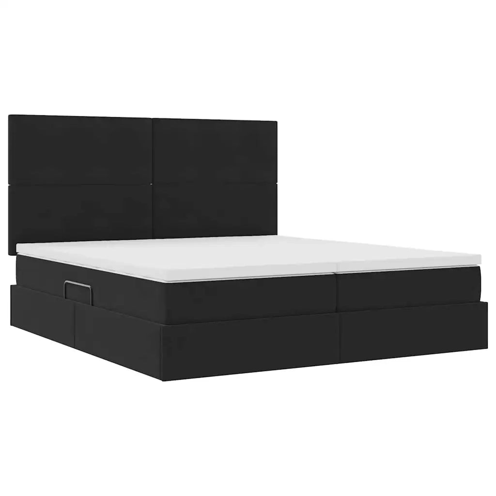 Letto con luci a strisce a LED Nero 200 x 200 cm Velluto