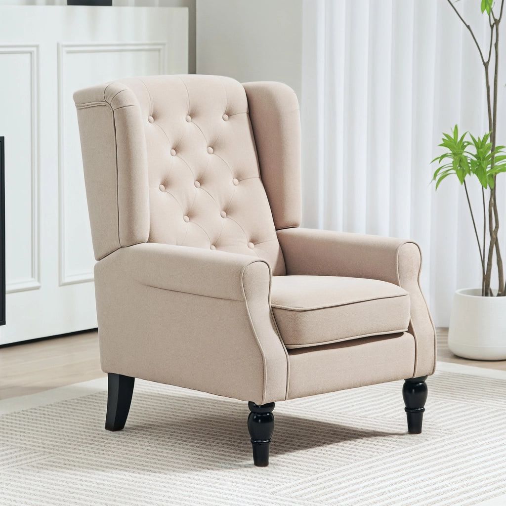 Poltrona in Velluto Reclinabile Massaggiante con Poggiapiedi ¨C Zephmum ¨C Beige 74x86x102 cm