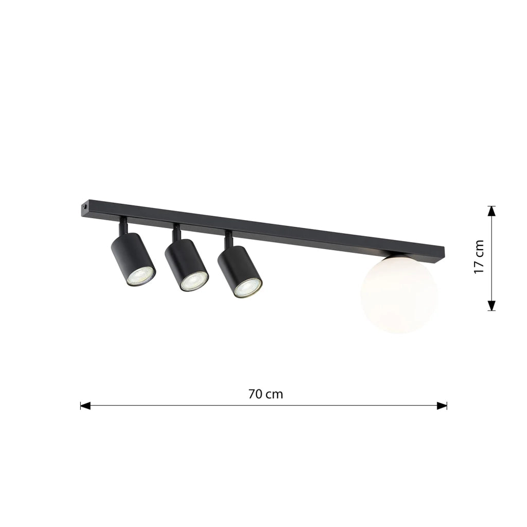 Plafoniera Minimal 4 Luci Sobek In Acciaio Nero E14+Gu10