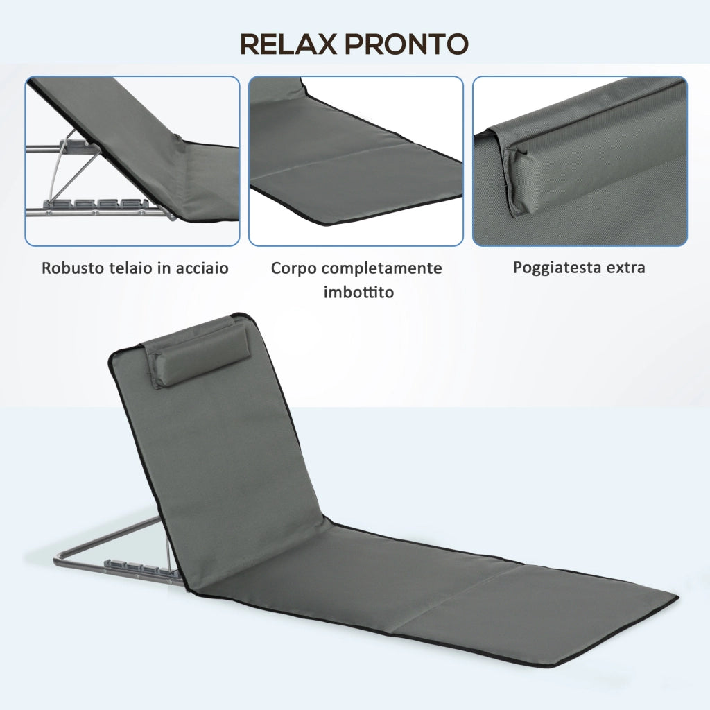 Set 2 Lettini Pieghevoli da Giardino con Schienale Regolabile ¨C Minimal ¨C Grigio