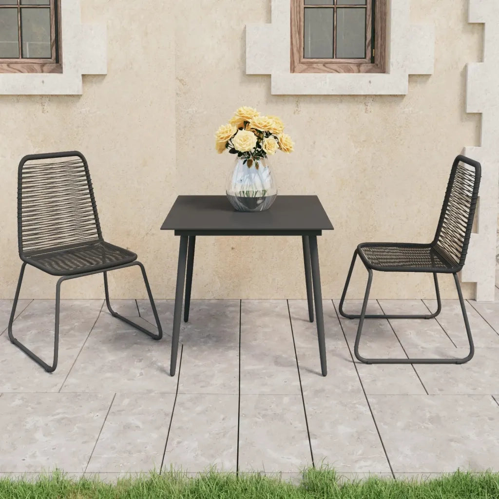 Set da Pranzo da Giardino 3 pz in Rattan PVC Nero