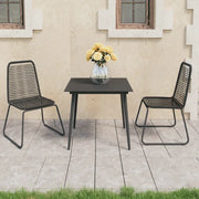Set da Pranzo da Giardino 3 pz in Rattan PVC Nero