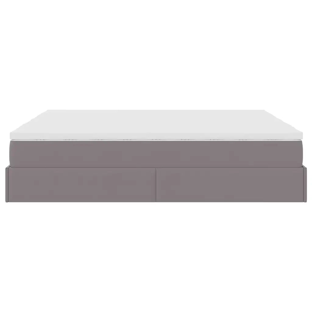Struttura Letto Pouf con Materassi Grigio 200x200 cm Similpelle 3311232