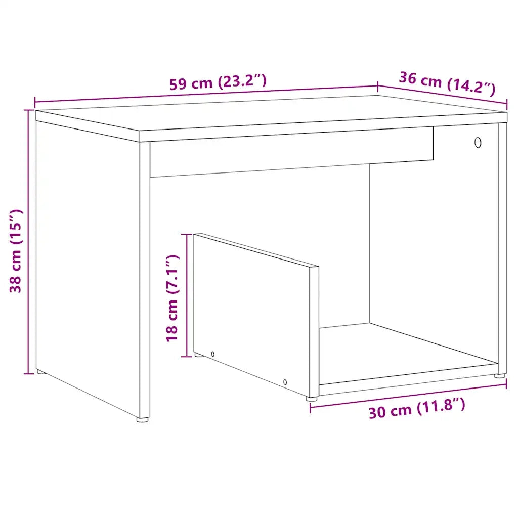 Tavolino-Tavolino da soggiorno-Tavolo Rovere Artigianale 59x36x38 cm in Legno Multistrato
