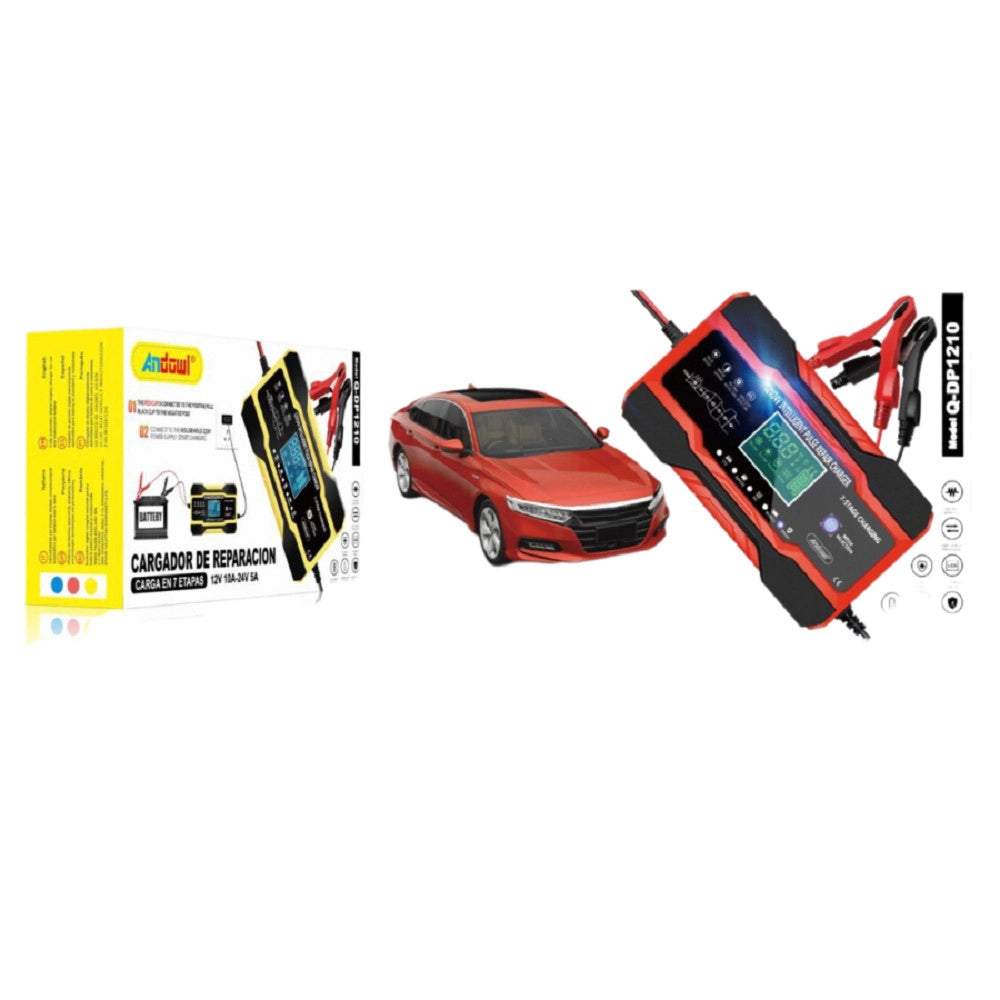 Trade Shop - Caricabatteria Auto 12v 10a/24v 5a Ricarica Rapida 7 Stadi Display Lcd Q-dp1210 -