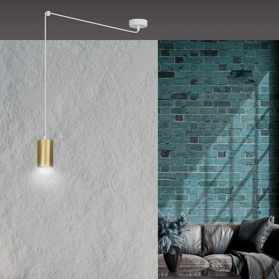 Lampada sospensione Emibig Traker GU10 bianco oro 3m