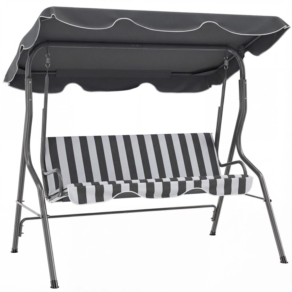 Divano da Giardino 3 Posti con Cuscini ¨C Minimal ¨C Grigio, Bianco