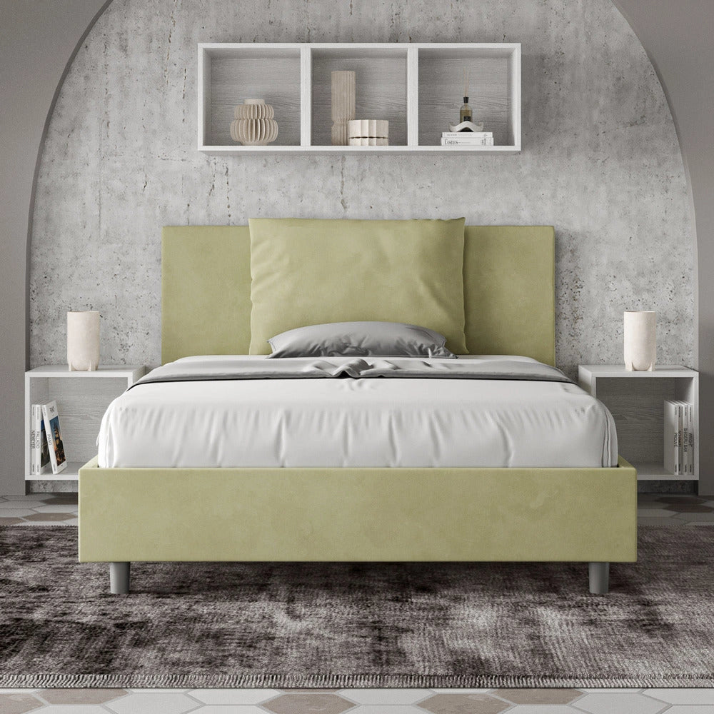 Letto Matrimoniale Extra Large 200x210 cm con Rete e Contenitore Antea Tè Verde