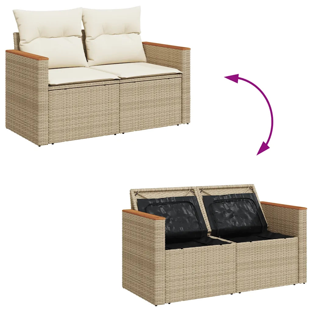 Set Divano da Giardino 6 pz con Cuscini Beige in Polyrattan 3325943