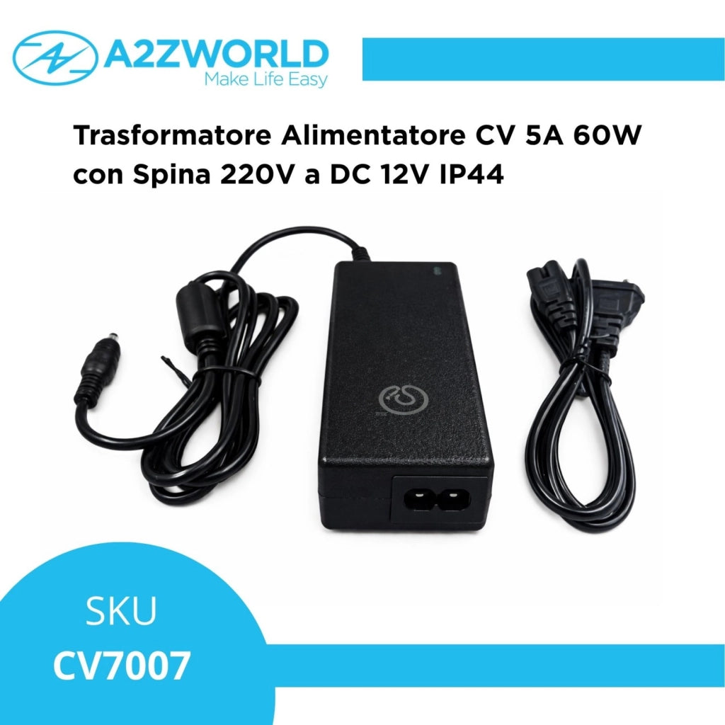 Trasformatore Alimentatore CV 12V 5A 60W Con Spina da Presa Casa AC220V a DC 12V SKU-3239