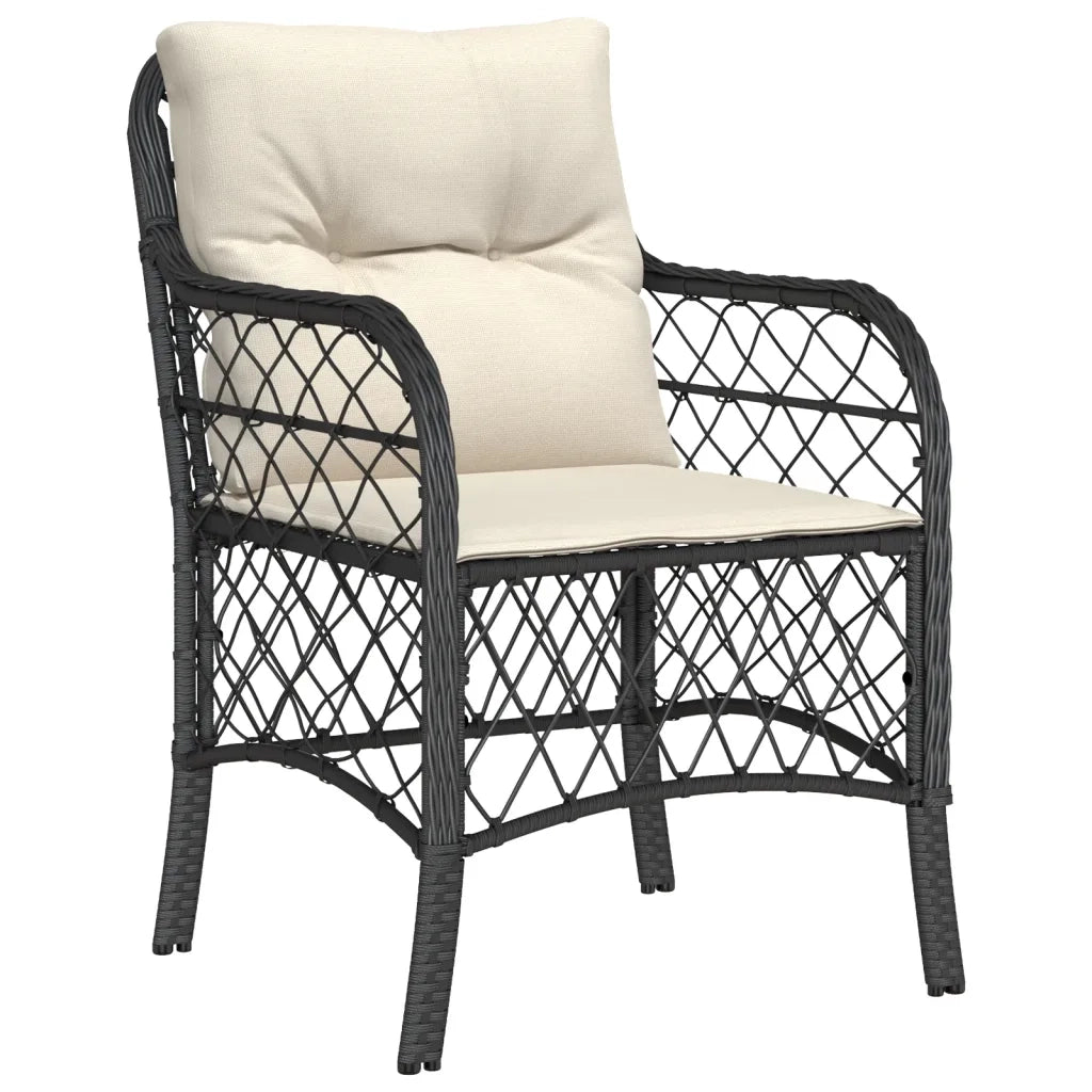Set da Pranzo da Giardino 9 pz con Cuscini Nero in Polyrattan 3212095