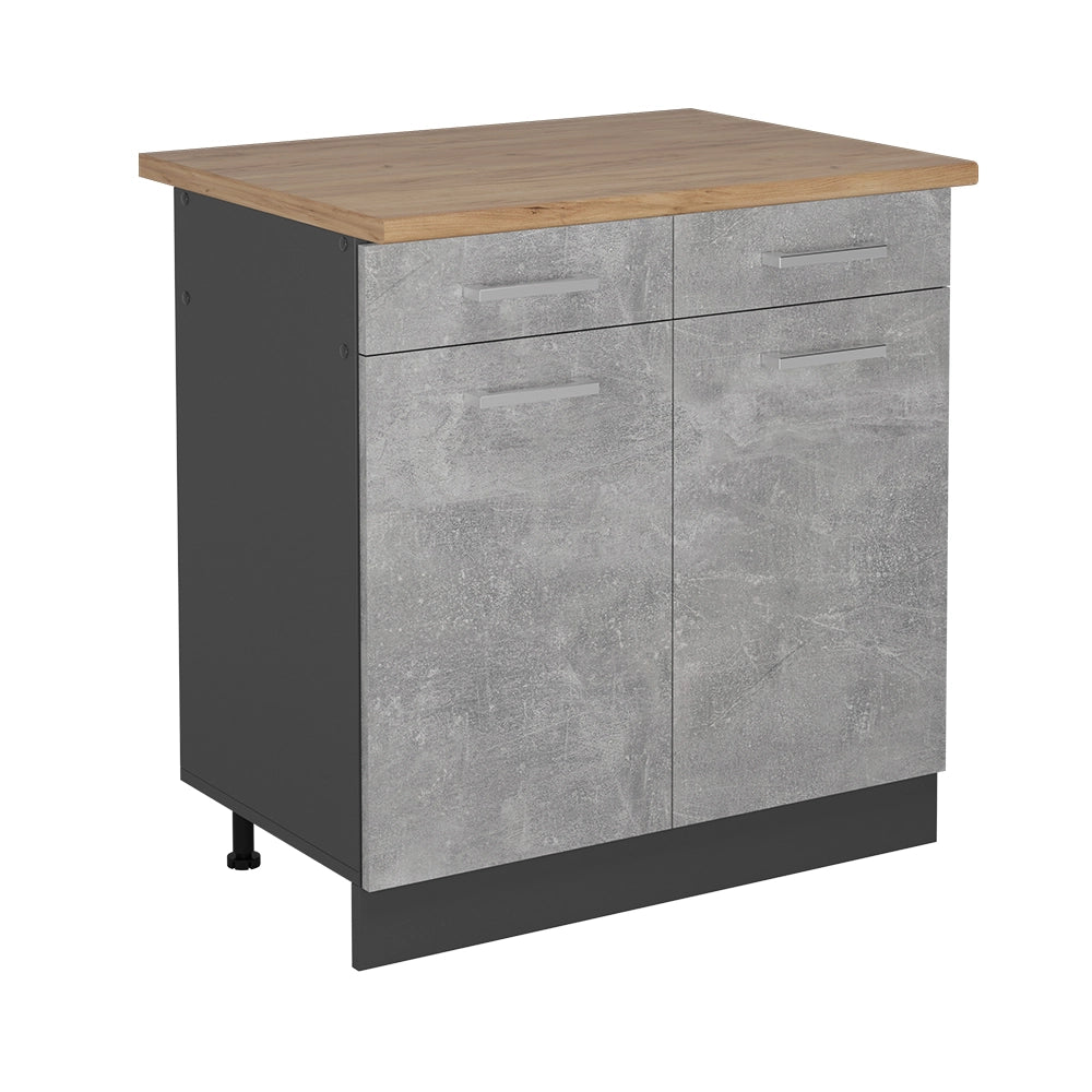 Vicco Mobiletto base per cucina Calcestruzzo 80 cm , PL Rovere