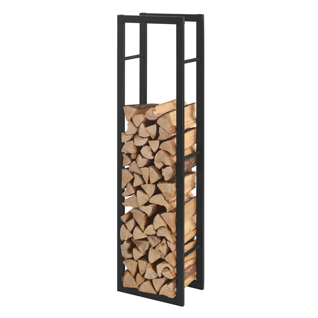 Portalegna 'Täby' (LxPxA) 40 x 25 x 150 cm Deposito per Legna da Ardere Supporto Tronchi Scaffale in Acciaio da Legnaia - Nero [en.casa]