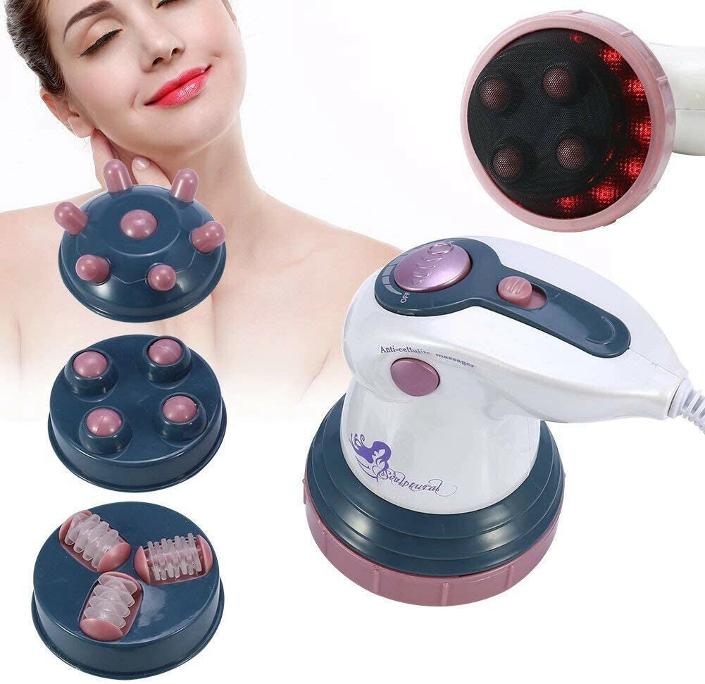 Massaggiatore elettrico anticellulite pancia fianchi glutei 4 testine rotanti