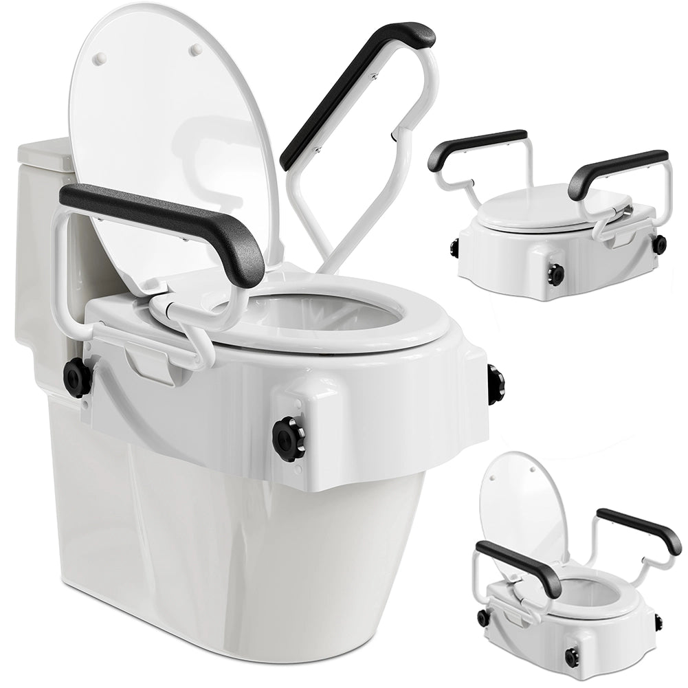 Rialzo per Sedile WC Braccioli Maniglie Assistite Copriwater Disabili e Anziani