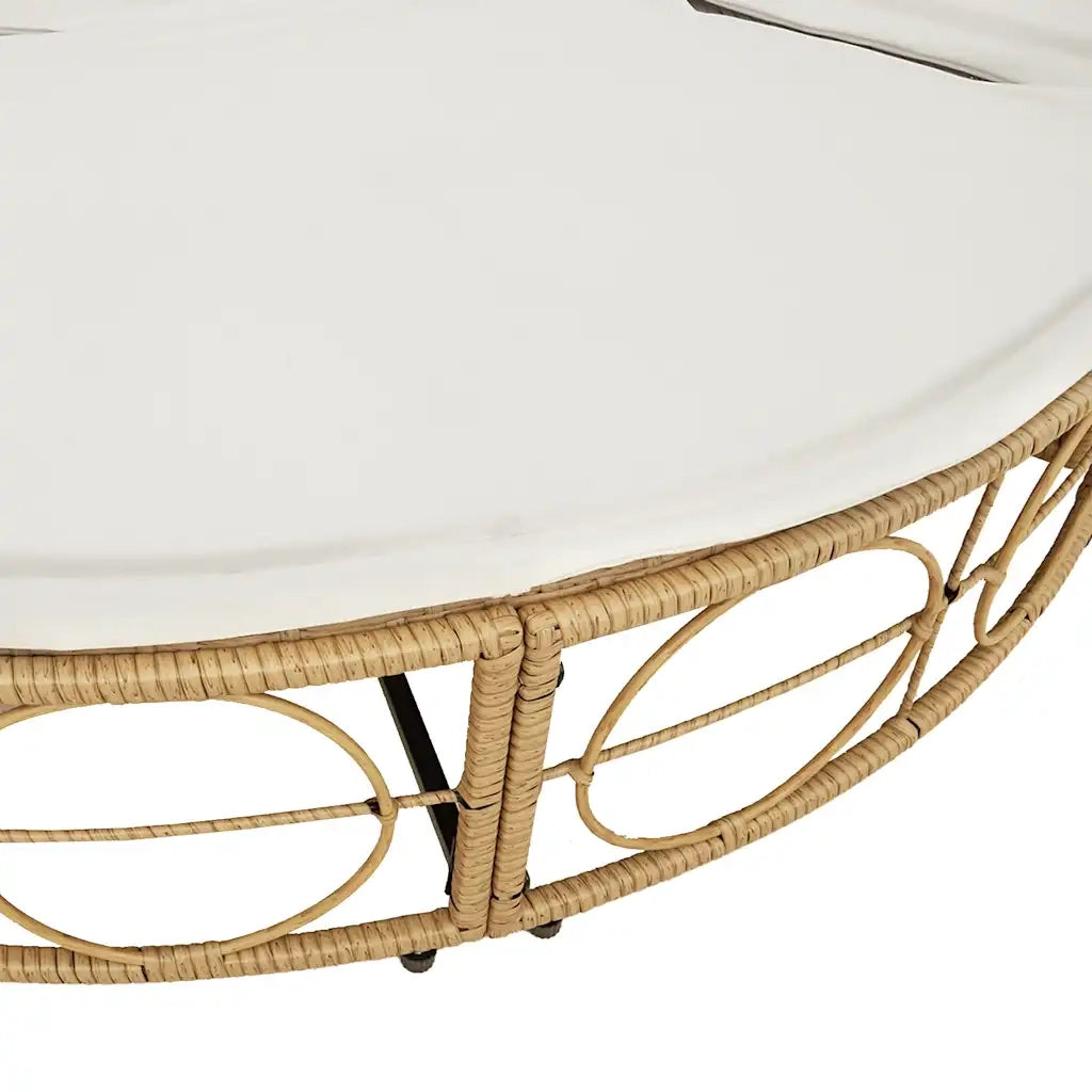 Lettino Prendisole Esterno Tetto e Cuscini in Polyrattan 4108235