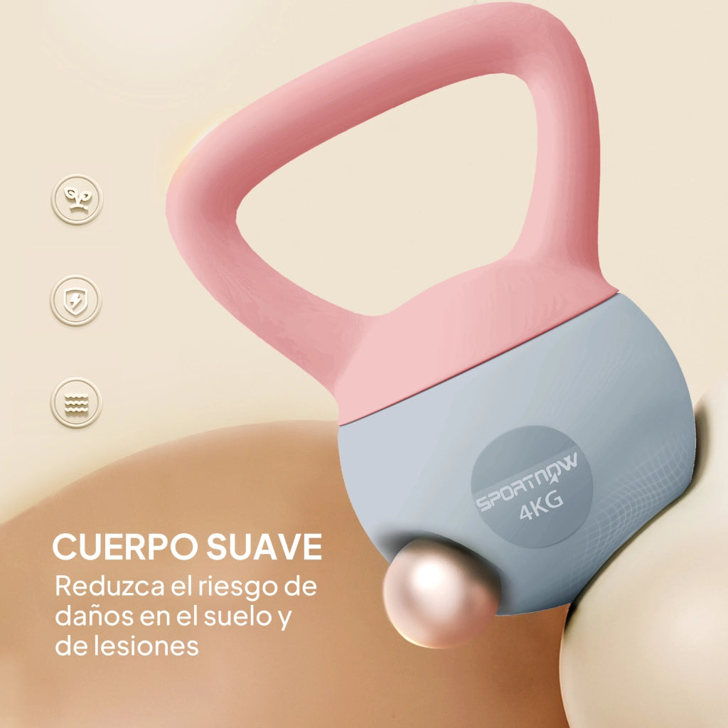 Kettlebell 4 kg ¨C Minimal ¨C Rosa e Grigio 19x15x25 cm
