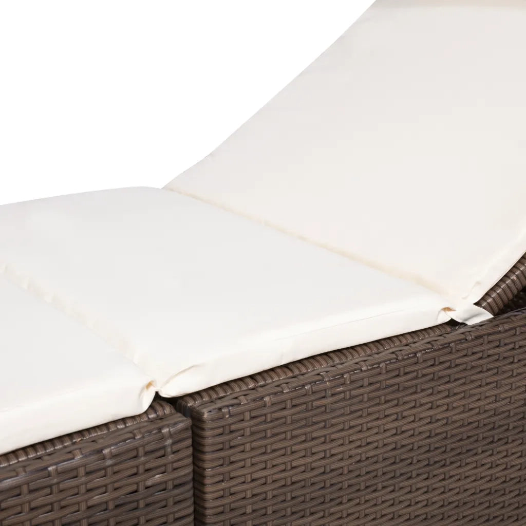 Lettino con Cuscino in Polyrattan Marrone 44135