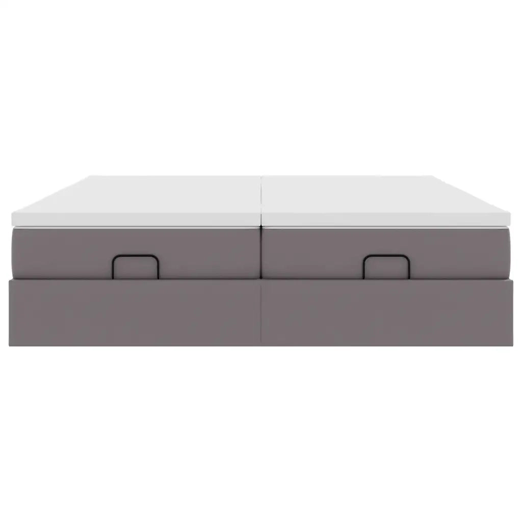 Struttura Letto Pouf con Materassi Grigio 200x200 cm Similpelle 3311232