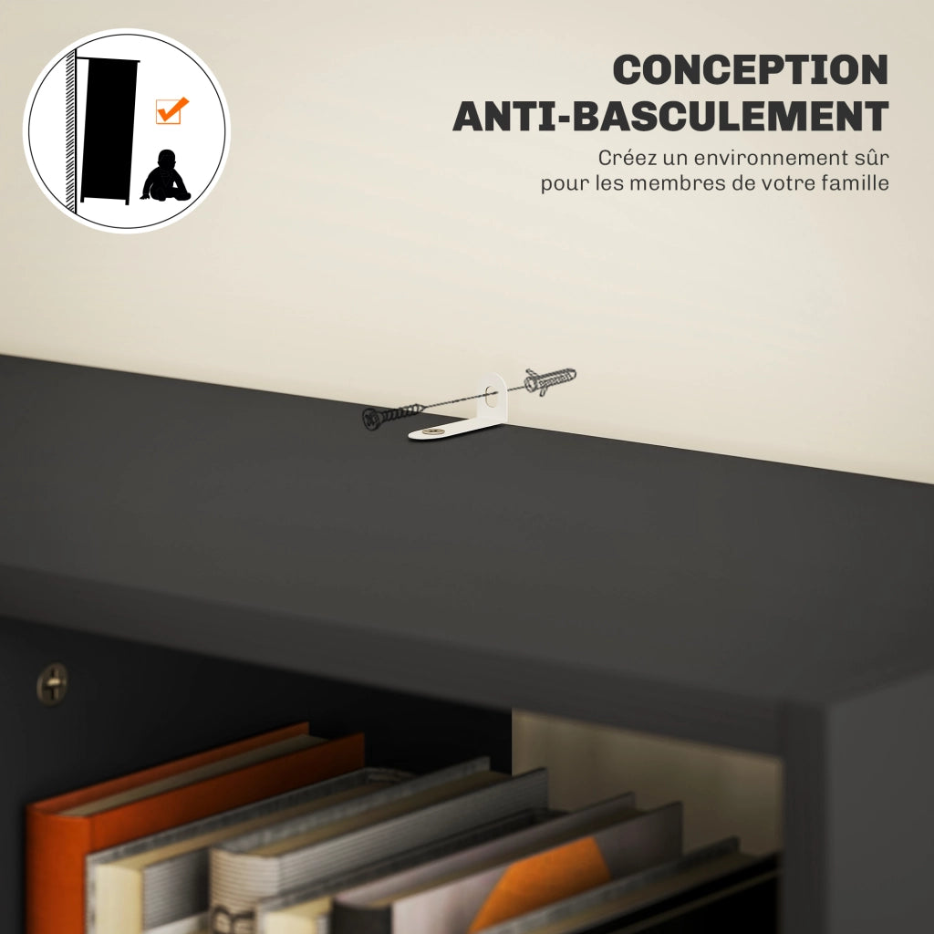 Libreria con cassetto e ripiani aperti ¨C Xylo ¨C Nero 60x26x158 cm