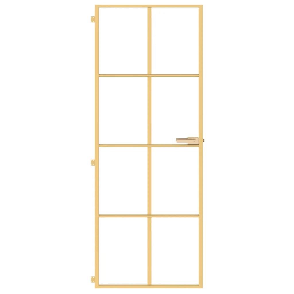 Porta Interni Sottile Oro 76x201,5cm Vetro Temperato Alluminio 155140