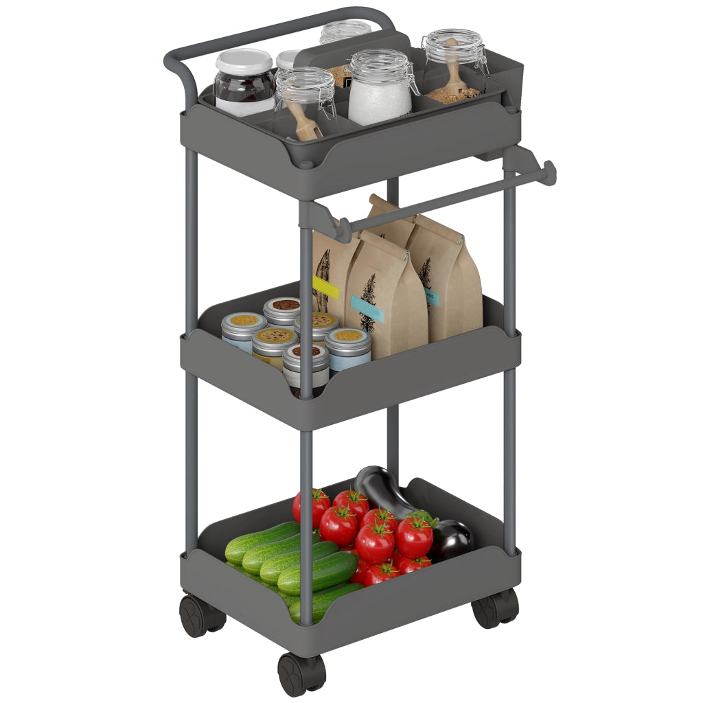 Carrello Portatile a 3 Livelli con Cestelli ¨C Minimal ¨C Grigio