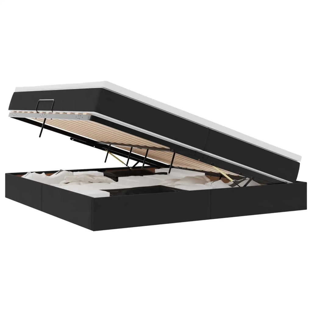 Letto con contenitore e materasso Nero 200 x 200 cm Velluto