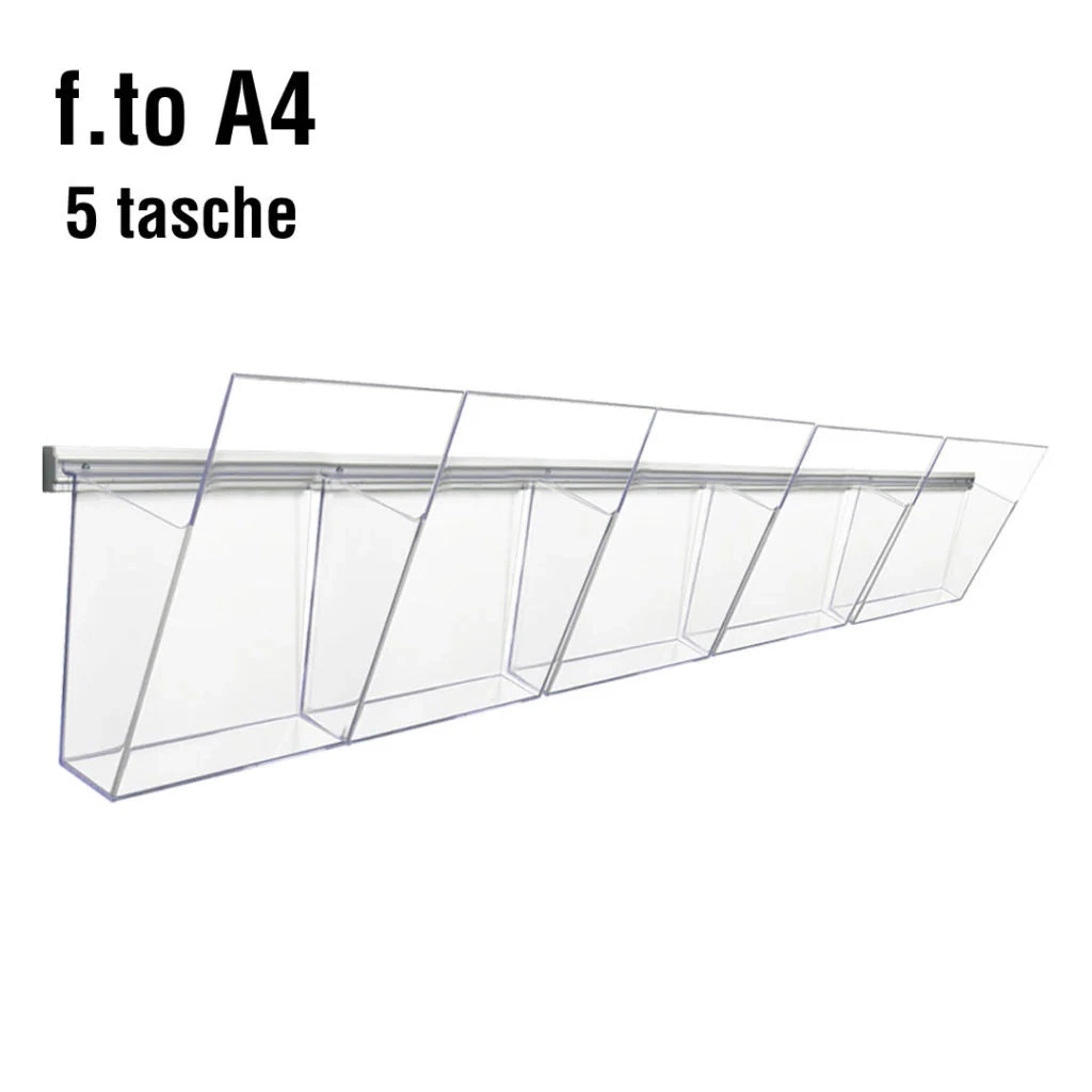 Portadepliant in plexi con barra 5 vaschette A4