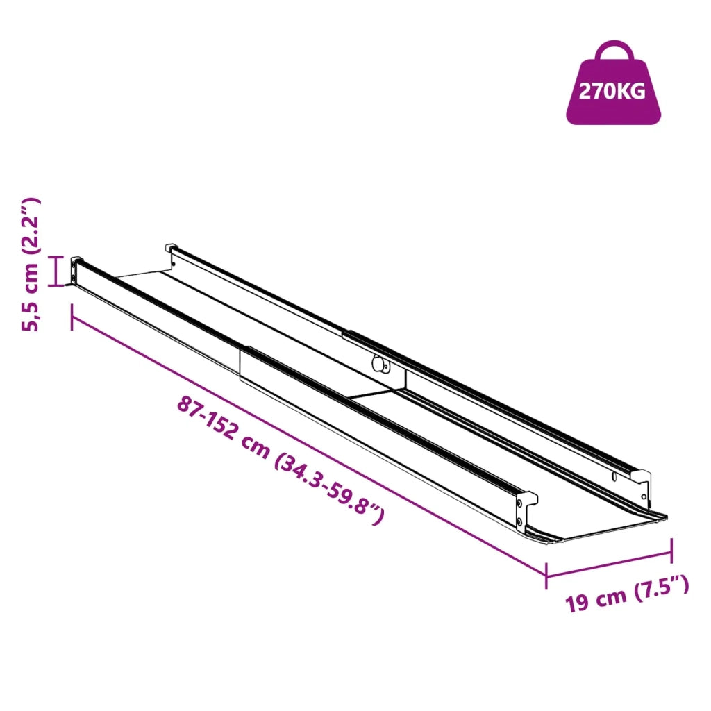 Ramp for Wheelchair 270 kg 2 pcs Nero 152 x 19 x 5,5 cm 42021091