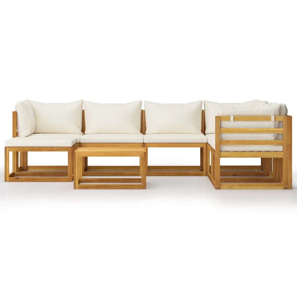 Set Divani da Giardino 8 pz con Cuscini Crema Massello Acacia