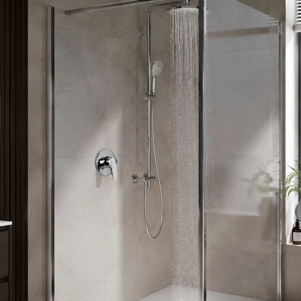 Miscelatore doccia da parete europa ad incasso ottone colore cromato bagno