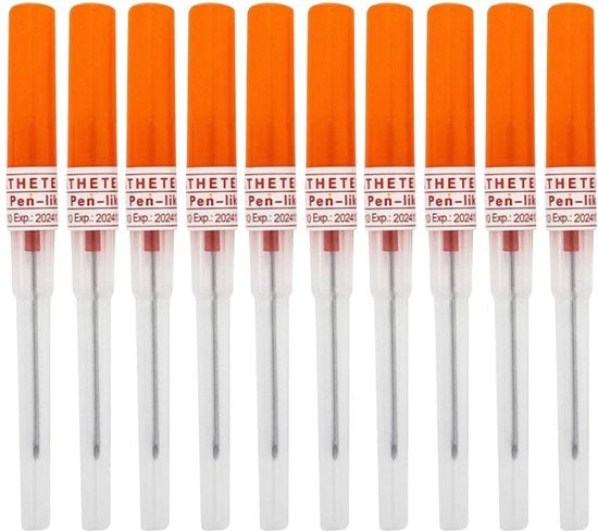 Punzoni per piercing 14G - 10 pezzi - Acciaio inossidabile - Per naso/orecchio/navello - Punzoni con punta affilata - Lunghezza totale 11 cm
