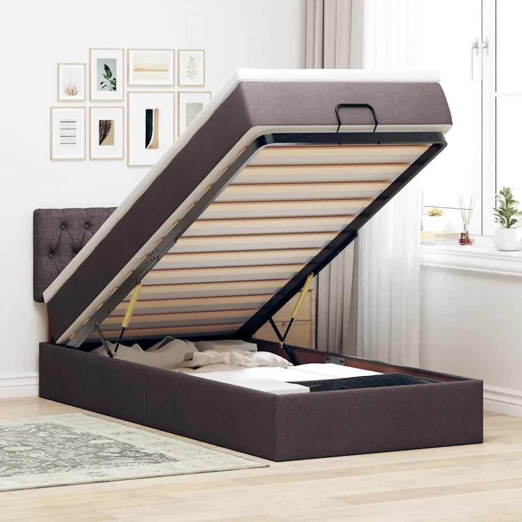Struttura Letto Pouf con Materasso 90x190 cm in Tessuto
