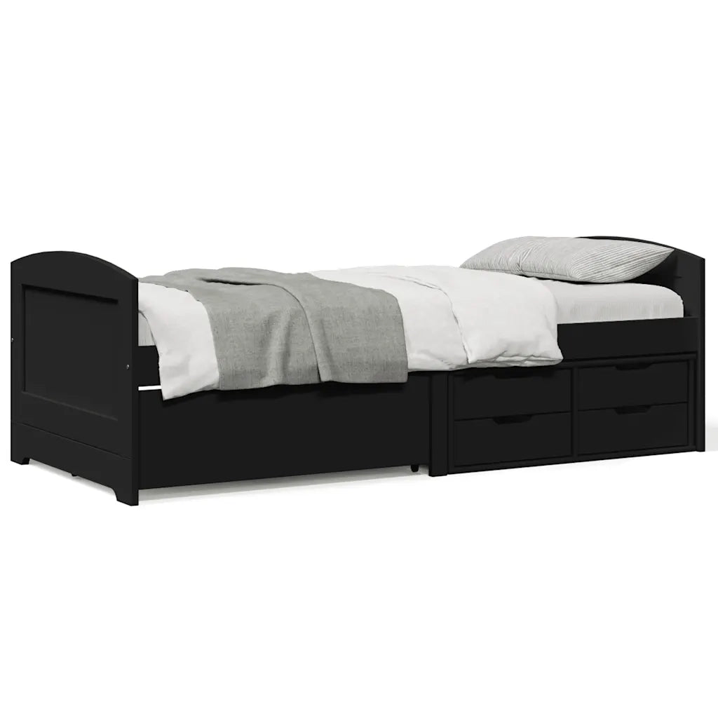 Dormeuse con 5 Cassetti senza Materasso-Divano Letto Nero 90x200 cm IRUN
