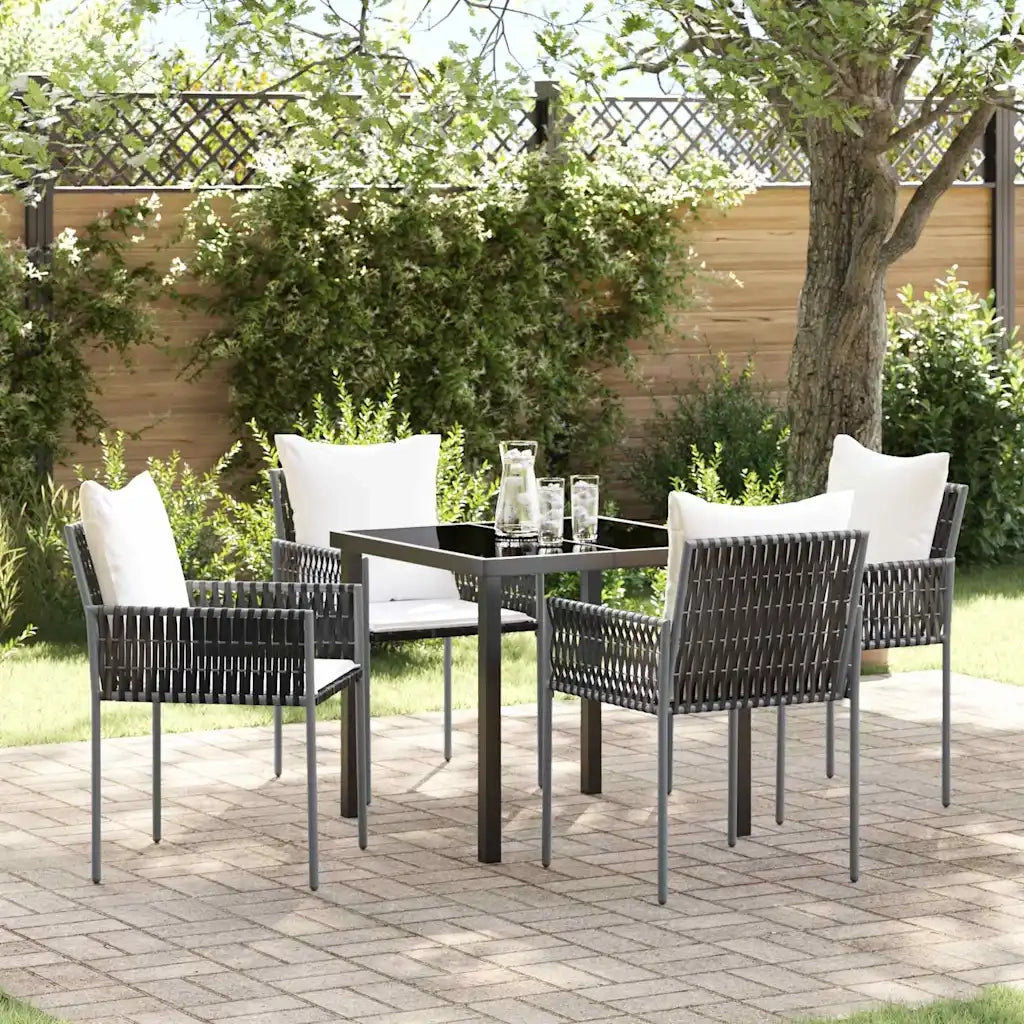 Set da Pranzo per Giardino 5 pcs Marrone e Nero Rattan in PE 3379094