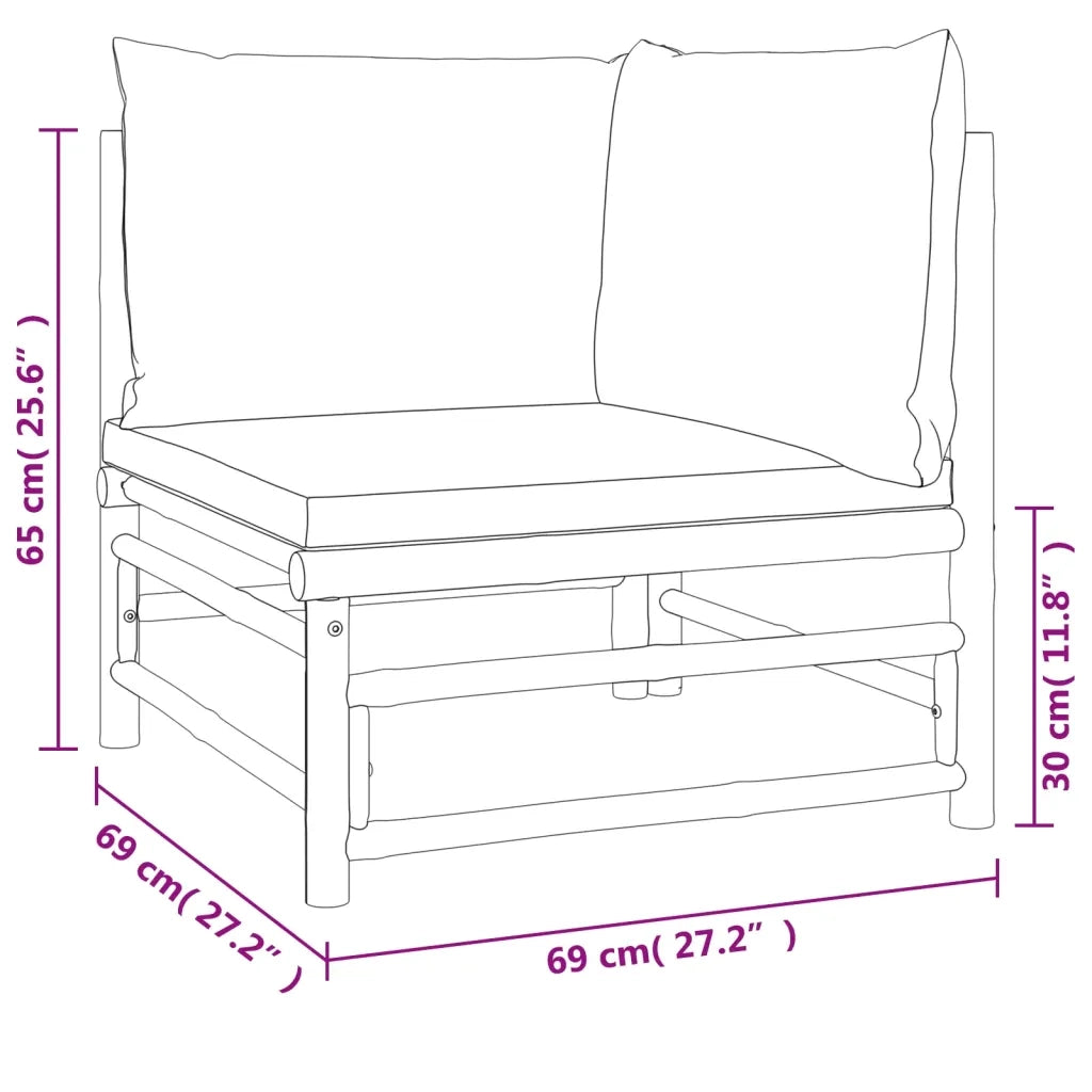 Set Salotto da Giardino 5pz con Cuscini Tortora Bambù 3155138