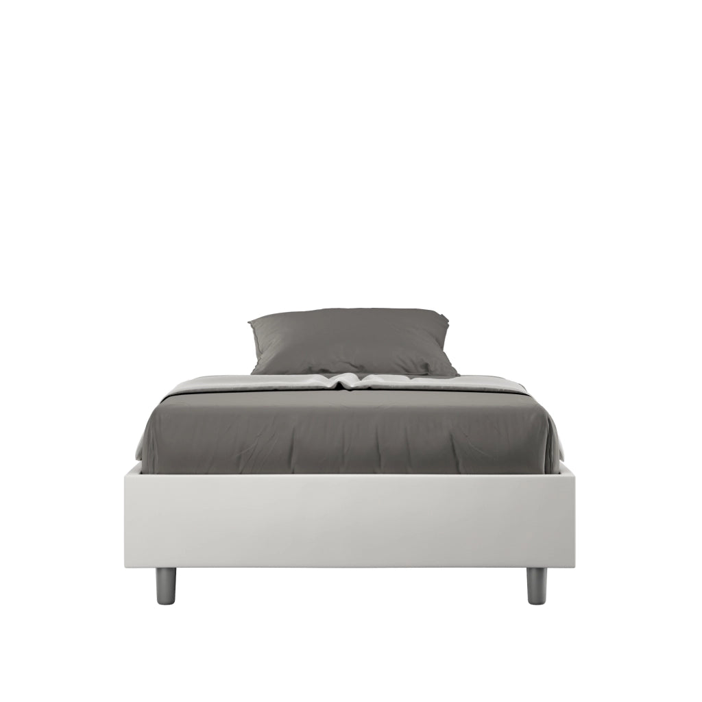 BS COM Letto una piazza e mezza contenitore imbottito 120x190 similpelle bianco