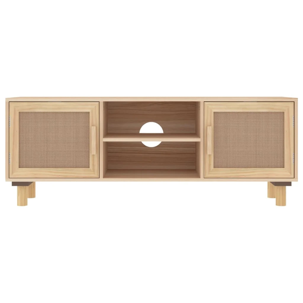 Mobile TV multimediale scaffale TV credenza mobile TV sala da pranzo soggiorno camera da letto 105 x 30 x 40 cm legno di pino massiccio rattan marrone naturale 02_0025661
