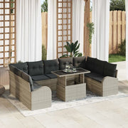 Set Divano da Giardino 10 pcs Grigio chiaro Poly Rattan 3357445