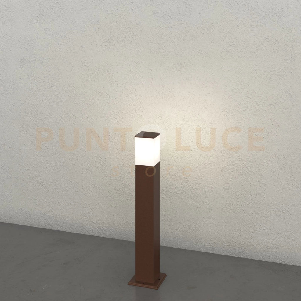 NIZZA PALO 60CM 1 LUCE ATTACCO E27 CORTEN IP44 IK06 IN ALLUMINIO E POLICARBONATO
