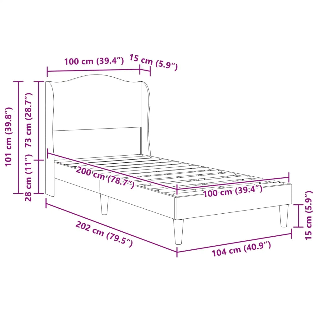 Struttura del letto Grigio Scuro 100 x 200 cm Velluto 42027900