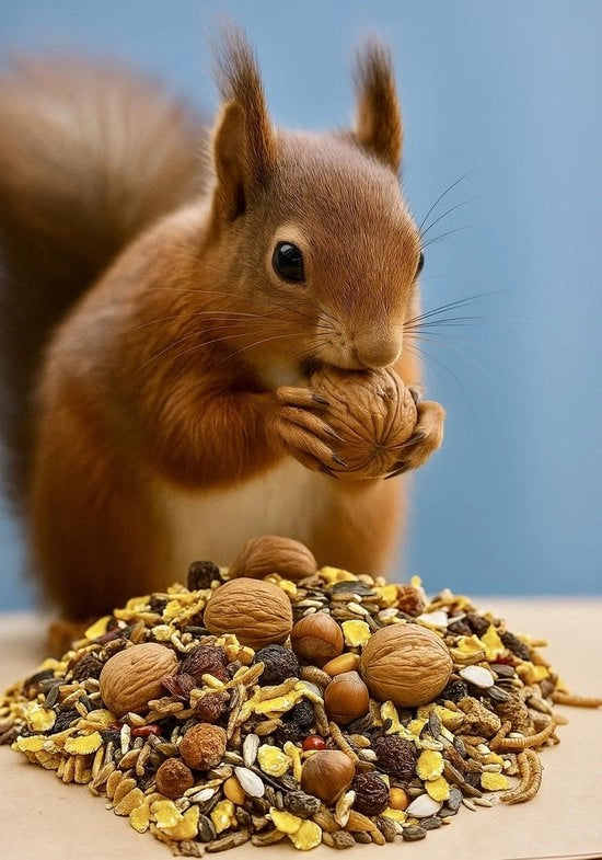 Nutrizione Completa per Roditori 10 kg - Mix Premium con Noci di Nocciolo/Castagna - Semi/Pigne - Insetti Ricchi di Proteine - Ricco di Nutrienti - Adatto per l'Intero Anno - Cibo per Roditori