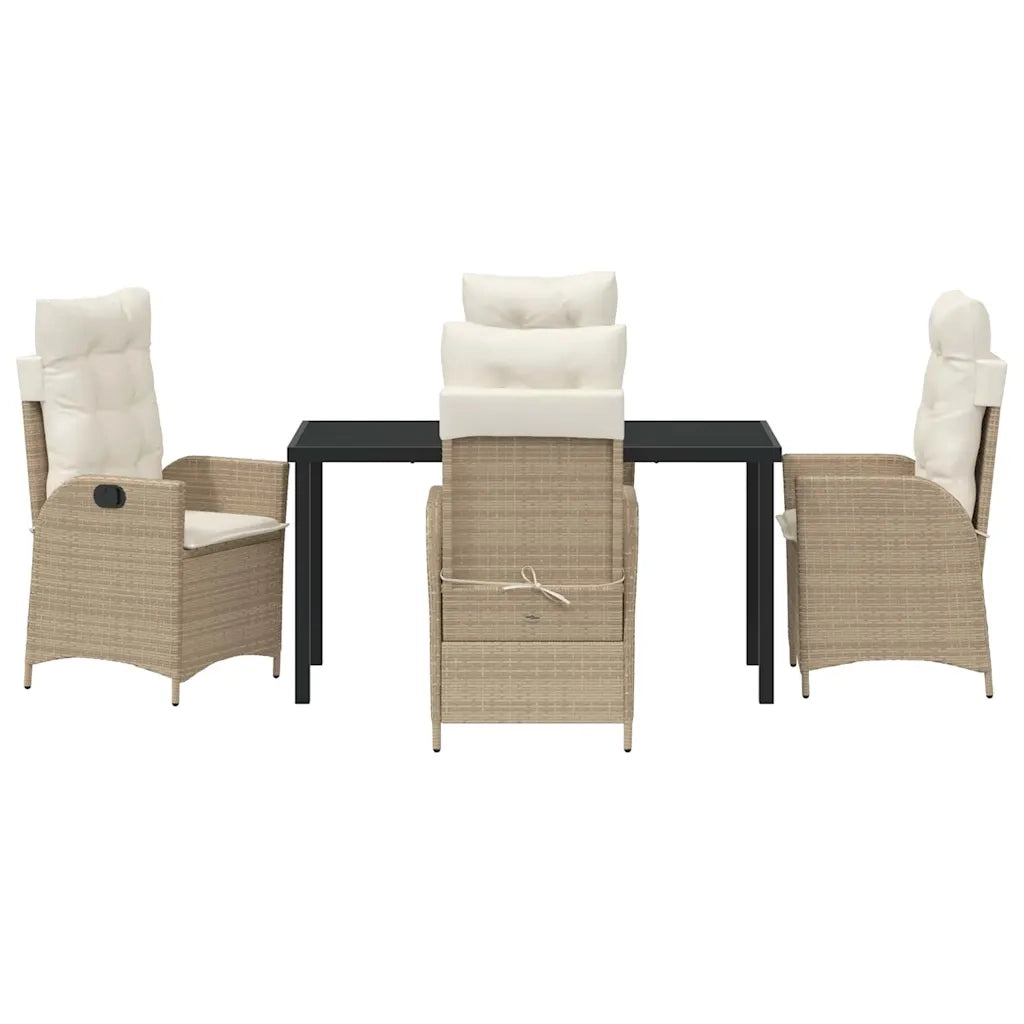 Set da Pranzo per Giardino con cuscino 5 pcs Beige polyrattan
