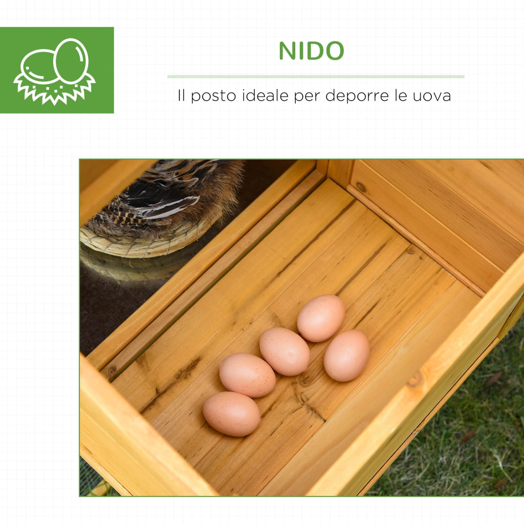 Pollaio con Casetta e Area Aperta ¨C Minimal ¨C Legno Giallo 168x75x103cm