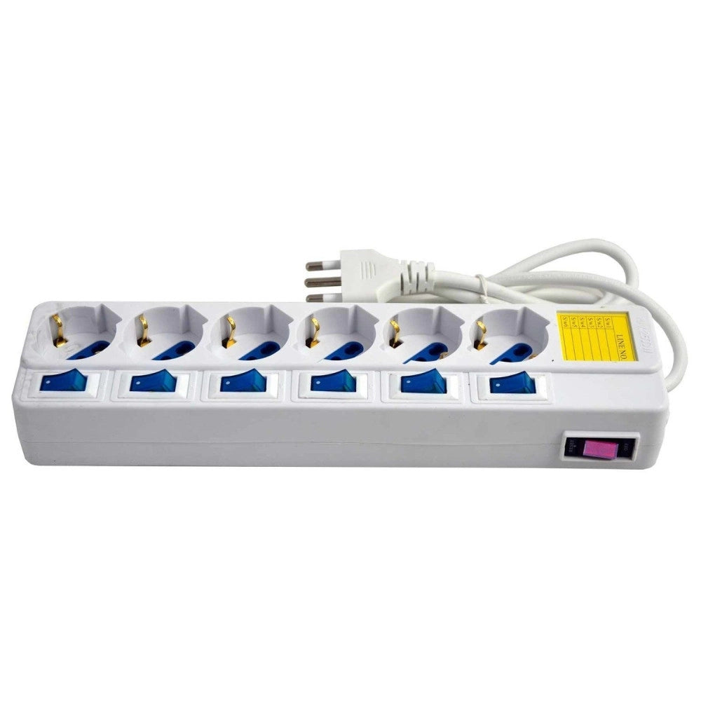 Trade Shop - Multipresa 6 Posti Schuko Bipass 10-16a Con 7 Interruttori Protezione Bambini -