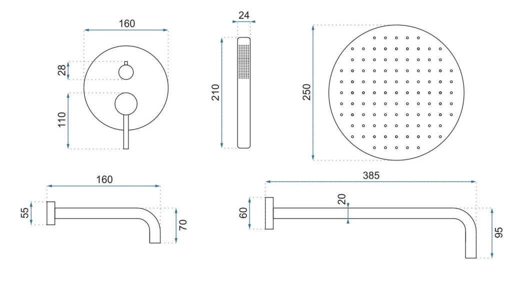 Set Da Vasca-doccia Da Incasso Rea Lungo Copper + Box