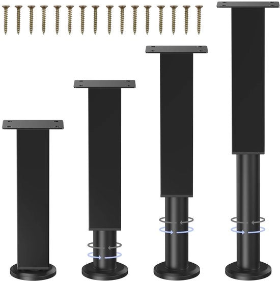 Pila di sostegno per mobili, nero, quadrata, regolabile, 18-30 cm