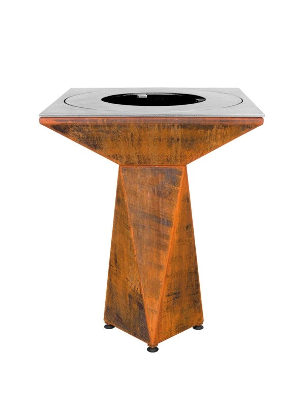 Braciere da giardino, Barbecue con grglia con gambe e copertura protettiva - G1 Basic corten