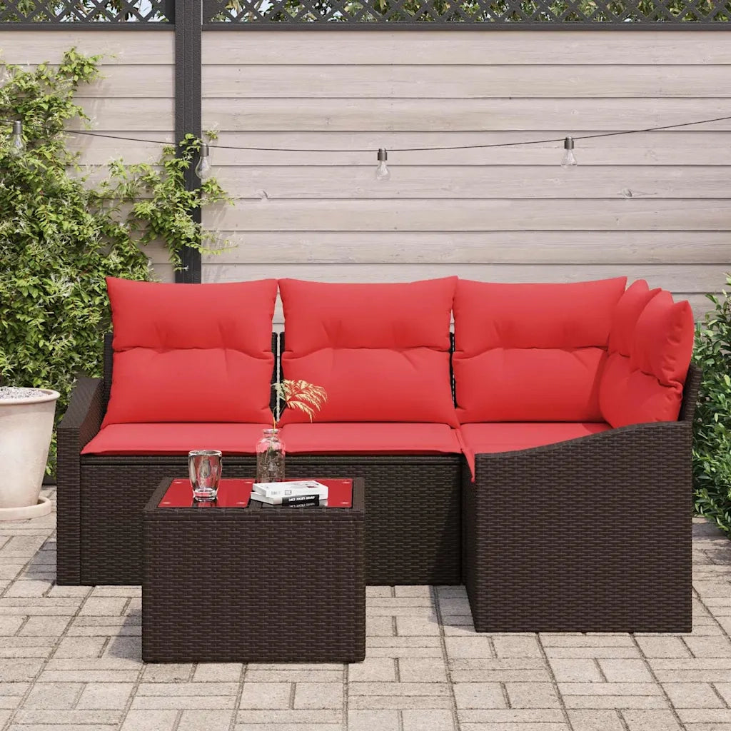 Set di divani 5 pz Marrone polyrattan 3346714